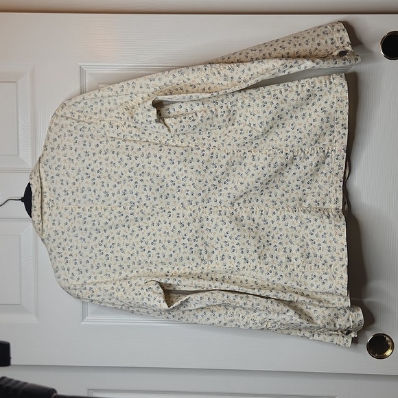 Vintage Liz Claiborne LizWear Jeans Women's Cream Cotton  Floral Blazer Size L - Picture 11 of 13